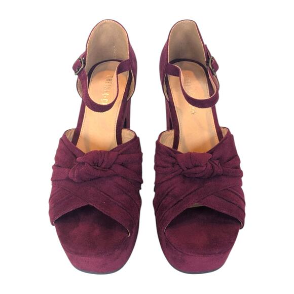 Chelsea Crew Get a Lift Burgundy Platform Heel Faux Suede Women’s size 40 - Picture 2 of 13